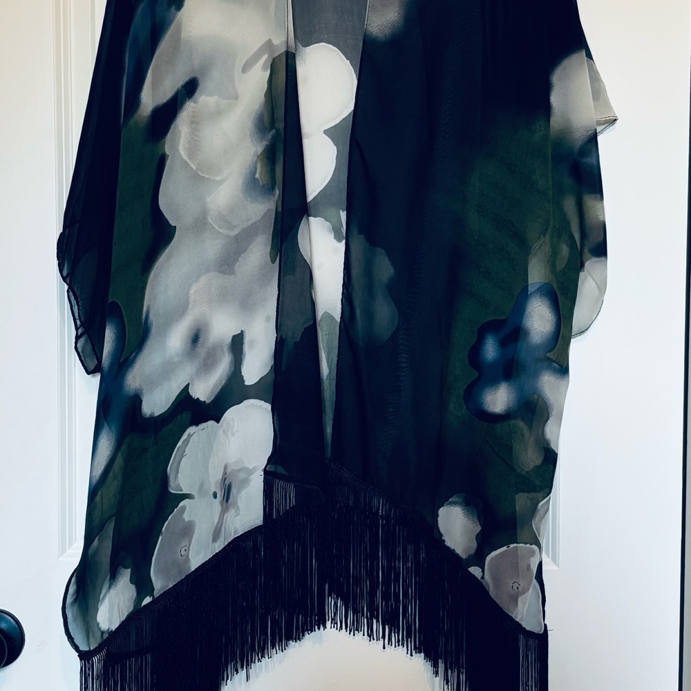 Charming Charlie Black and White Floral Shawl